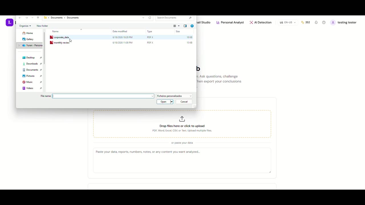 Livius Personal Analyst demo preview